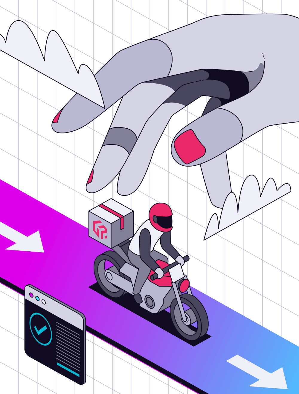 Gophr Motorcycle Courier Hand Road